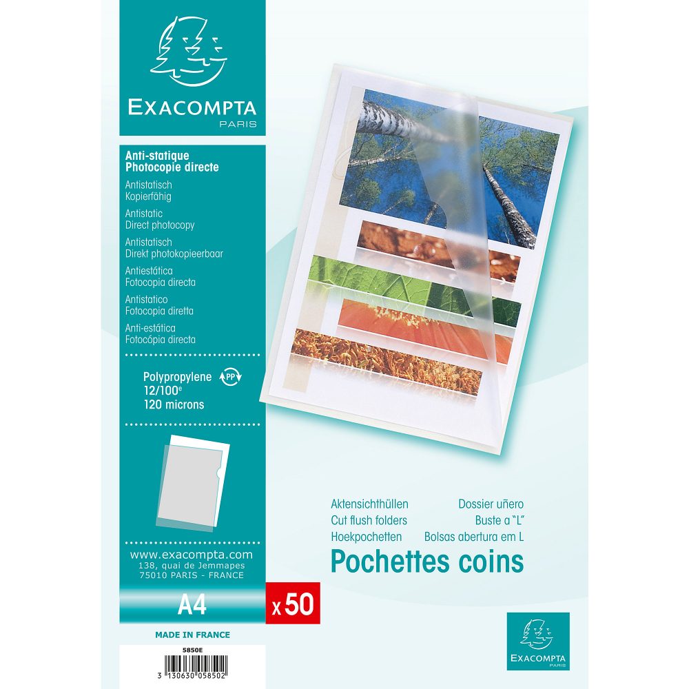 Exacompta Klarsichthülle 5850E Transparent PP (Polypropylen) 120 Mikron 50 Stück
