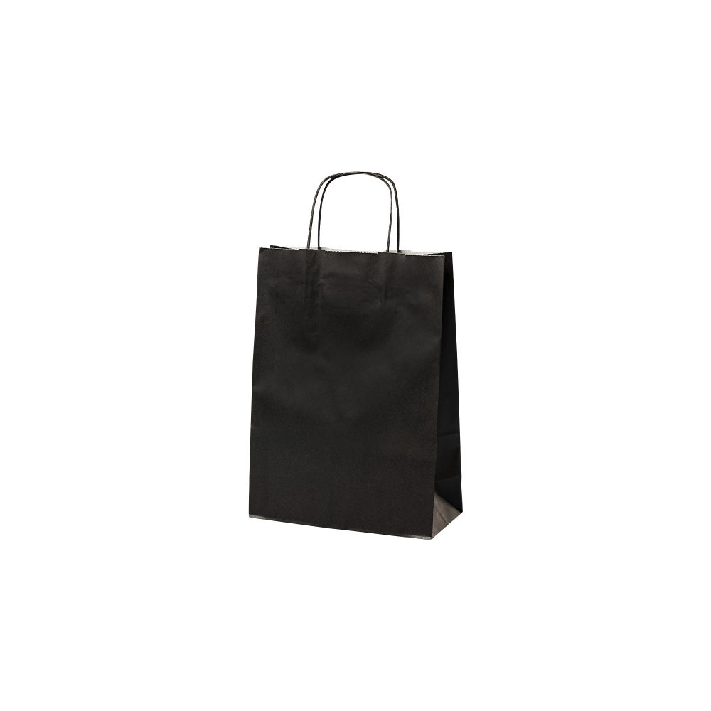 Papiertüte Gewundener Griff 240 x 110 x 330 mm 8,7 L Schwarz 200 Stück