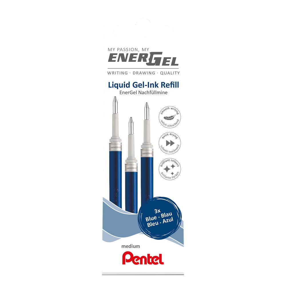 Pentel Set Tintenrollermine LR7-3C Blau 0,35 mm 3 Stück