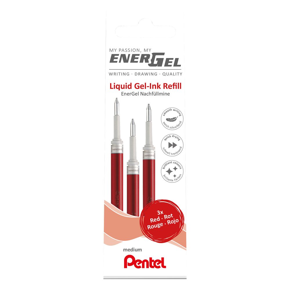 Pentel Set Tintenrollermine Rot 0,35 mm 3 Stück