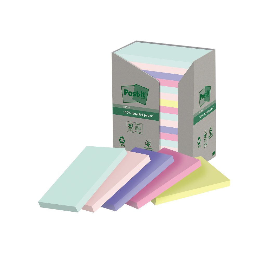 Post-it Haftnotizen Farbig Sortiert 76 x 127 mm 100 Blatt 16 Stück