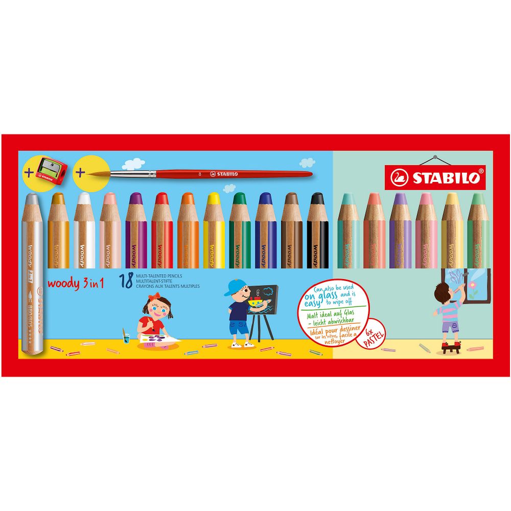 STABILO - Dicke Farbstifte, 18 Stück, Multicolor