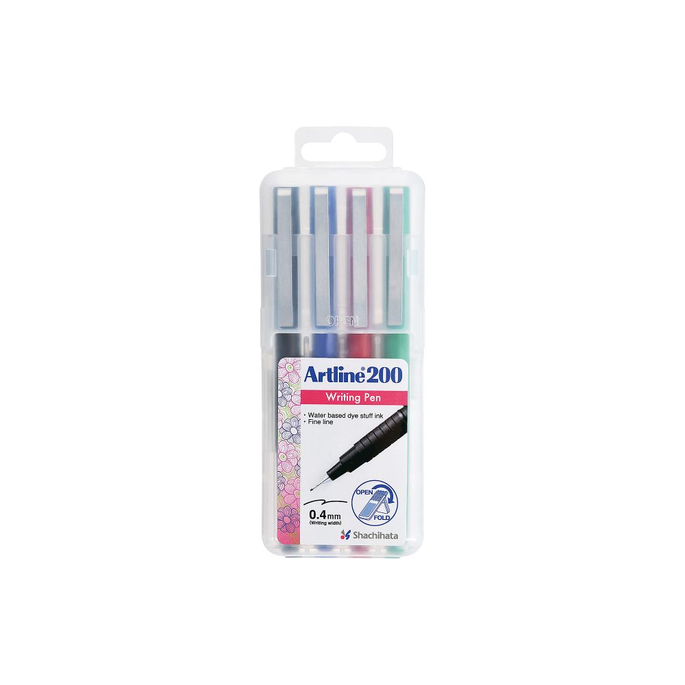 Artline Fineliner 0643400 0.4 mm Blau, Rot, Schwarz, Grün 4 Packung