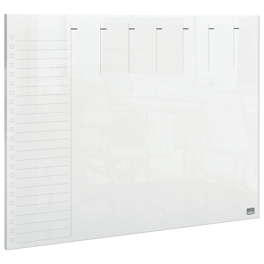 Nobo Mini Tisch oder Wand montierbares Whiteboard Wochenplaner 1915614 Acryl rahmenlos A4 Transparent