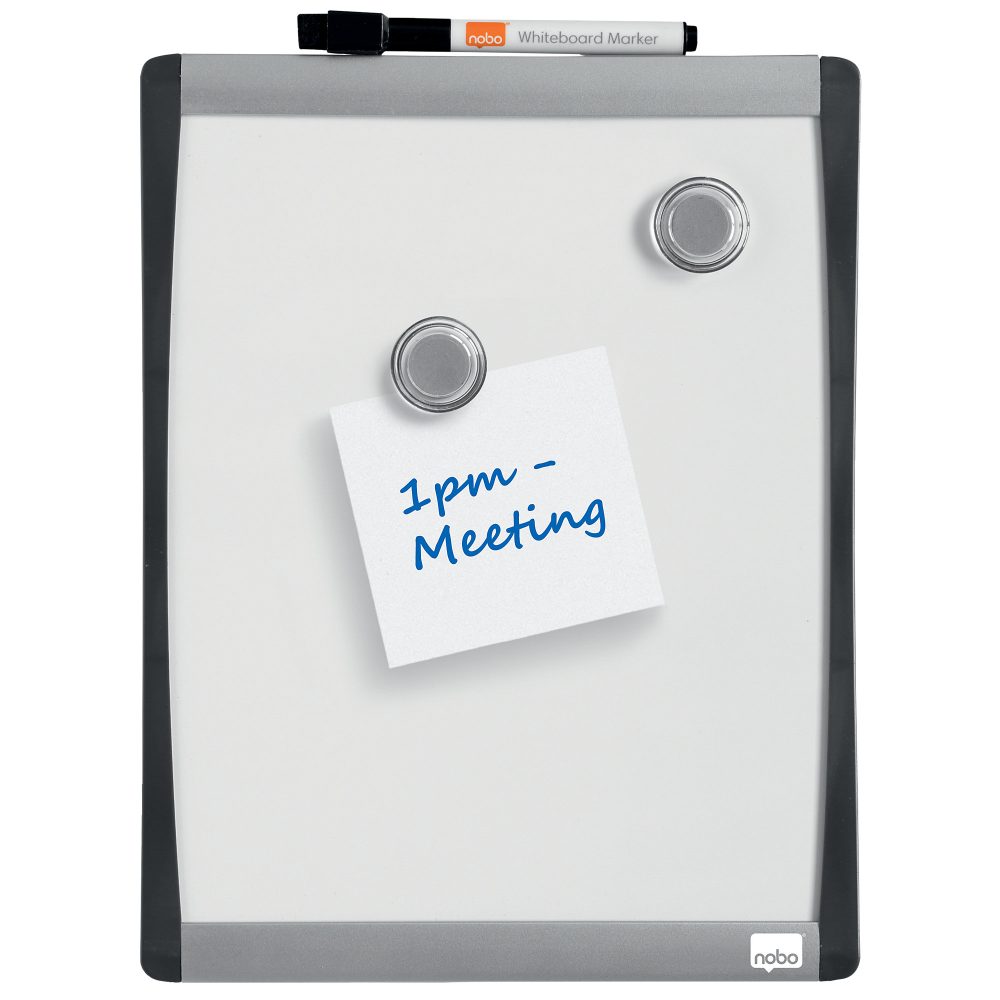 Nobo Mini Wandmontierbares Magnetisches Whiteboard 1903778 Lackierter Stahlbogenrahmen 215 x 280 mm Weiss