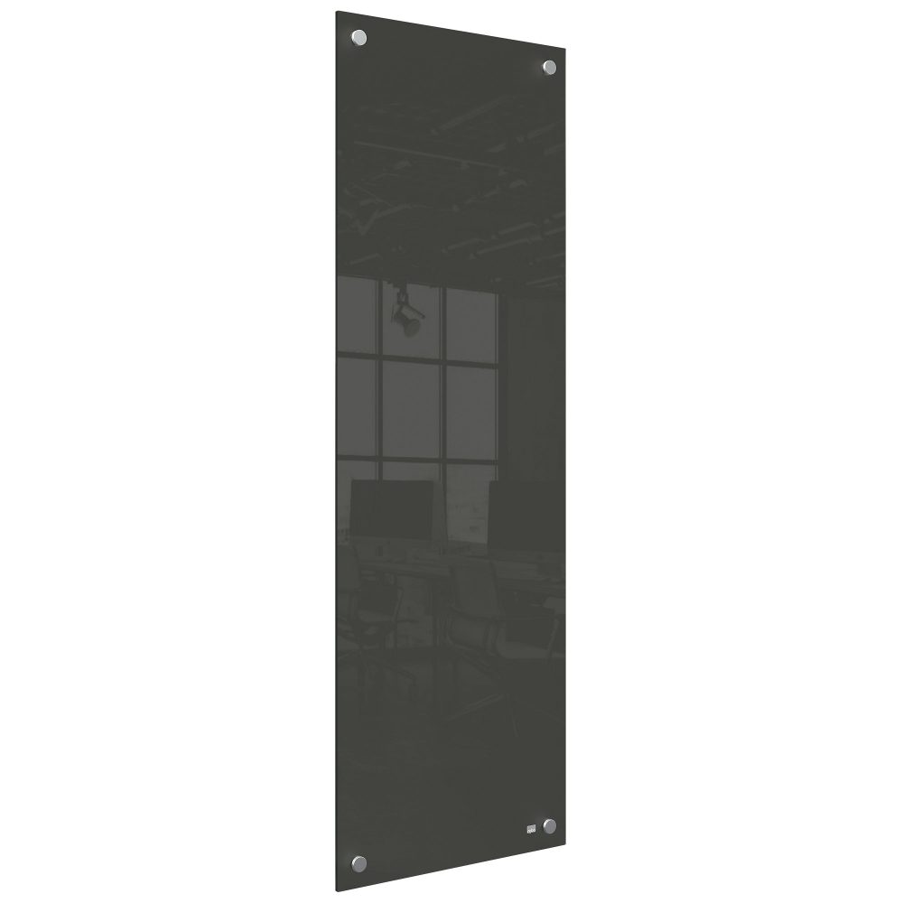 Nobo Kleine Wandmontierbare Whiteboard-Tafel 1915610 Trocken Abwischbar Glasoberfläche Rahmenlos 300 x 900 mm Schwarz