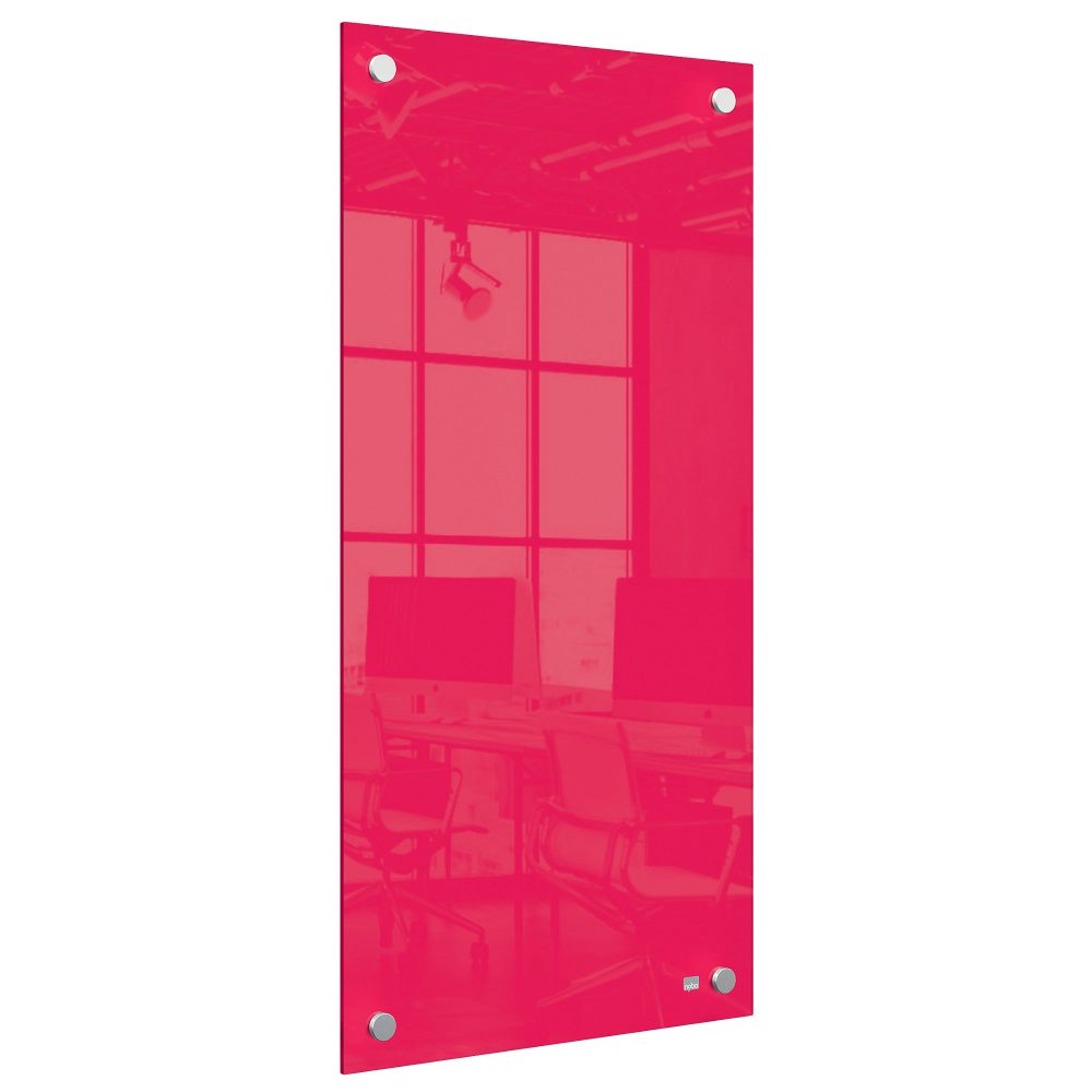 Nobo Kleines Wandmontierbares Whiteboard 1915605 Trocken Abwischbar Glasoberfläche Rahmenlos 300 x 600 mm Rot