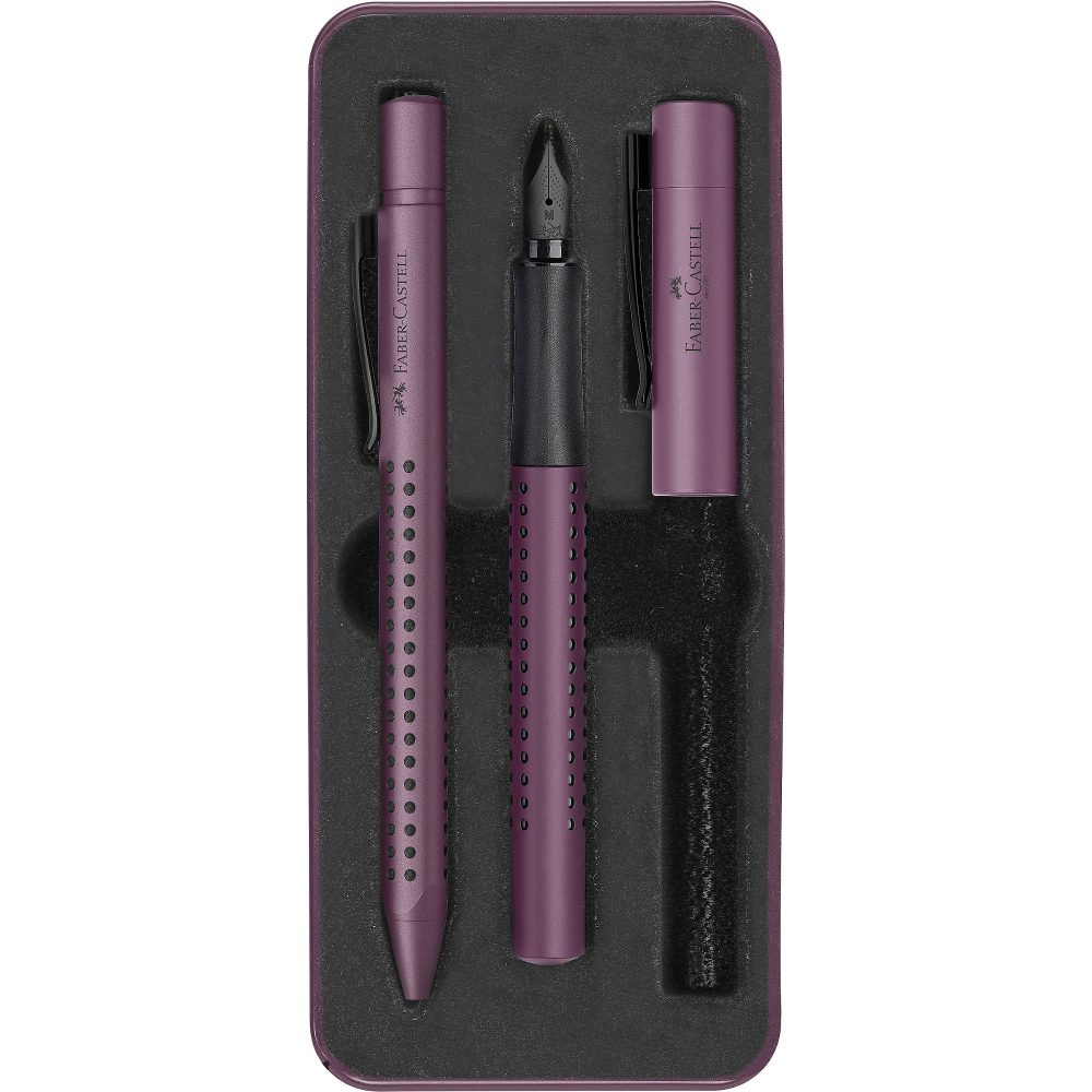 Faber-Castell Füller Kugelschreiber Set M/BP Grip Edition 201530 Blau Berry
