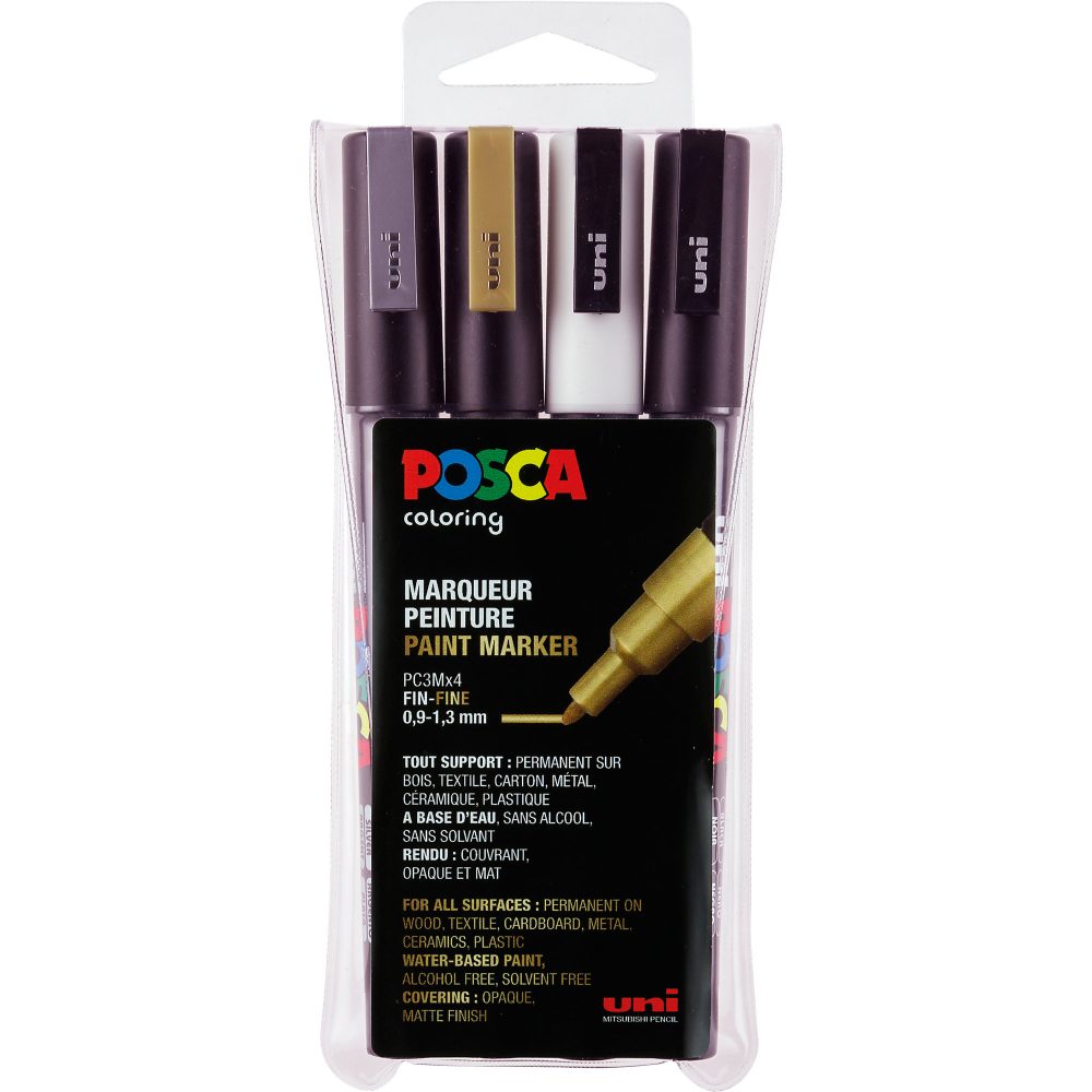 POSCA Farbmarker Farbig PC-3M Sortiert 4 Stück