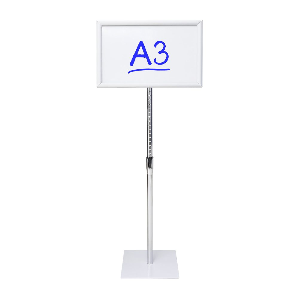 Office Depot Freistehende Anzeigetafel Basic A3 Silber 325 x 450 x 1'200 mm