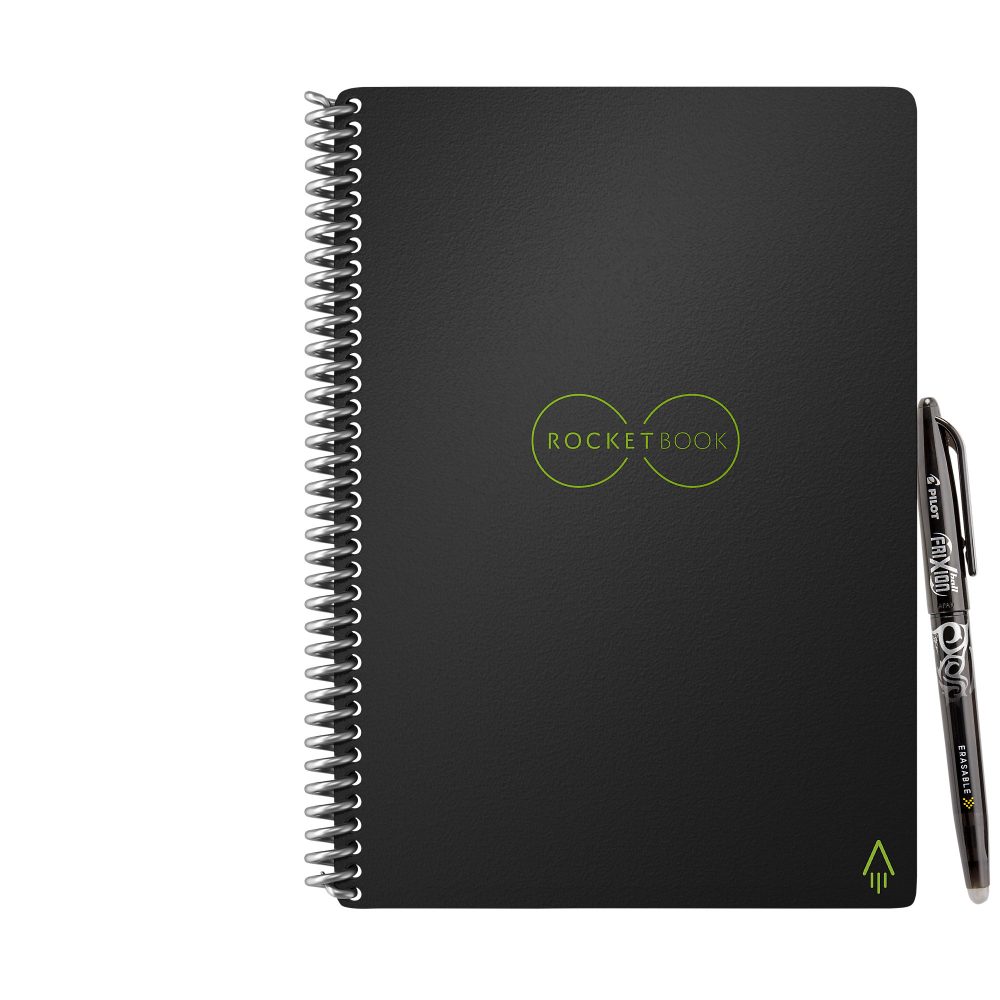 Rocketbook Notizbuch DIN A5 Punktkariert BPA Polyfreier Kunststoff, HPDE (High-Density Polyethylen) Softcover Schwarz Nicht perforiert 32 Seiten