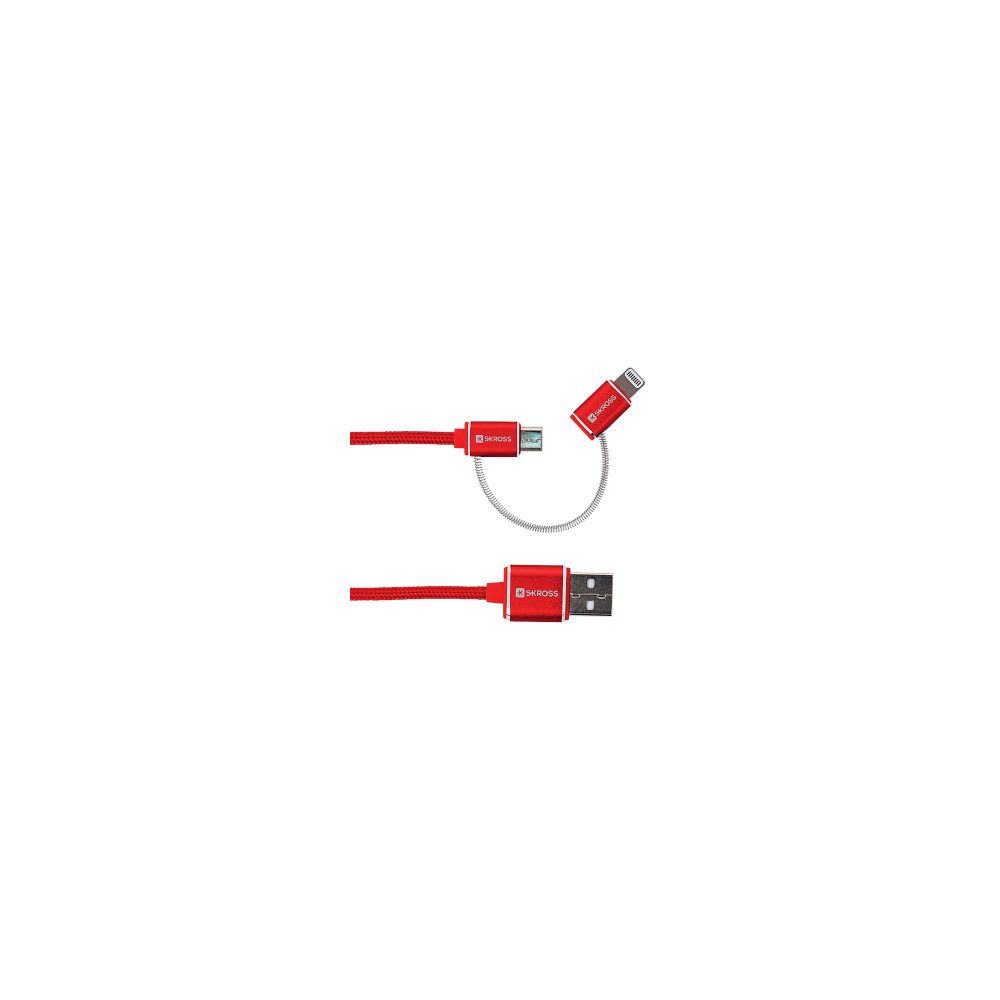 SKROSS Micro-USB- und Apple-Lightning-Kabel 2in1 Charge?n Sync 2.700260 Rot