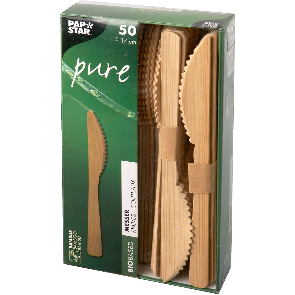PAPSTAR Bambusmesser pure 88031 Bambus 50 Stück