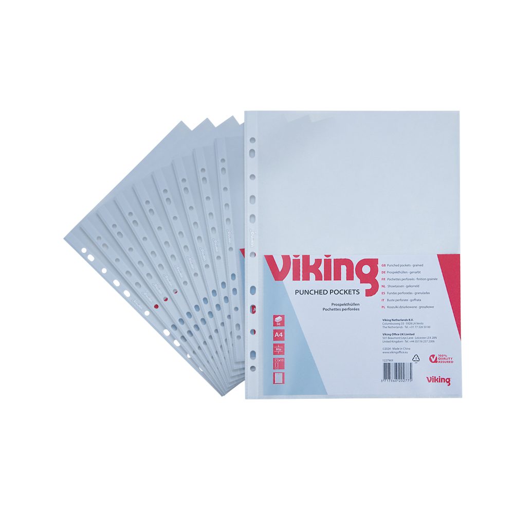 Office Depot Prospekthüllen A4 Transparent 80 Mikron PP (Polypropylen) Oben 11 Löcher 50 Stück