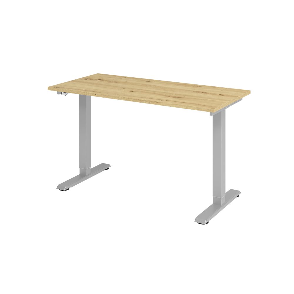 Hammerbacher Sitz-Steh-Arbeitsplatz XMST614 Asche Eiche Silber