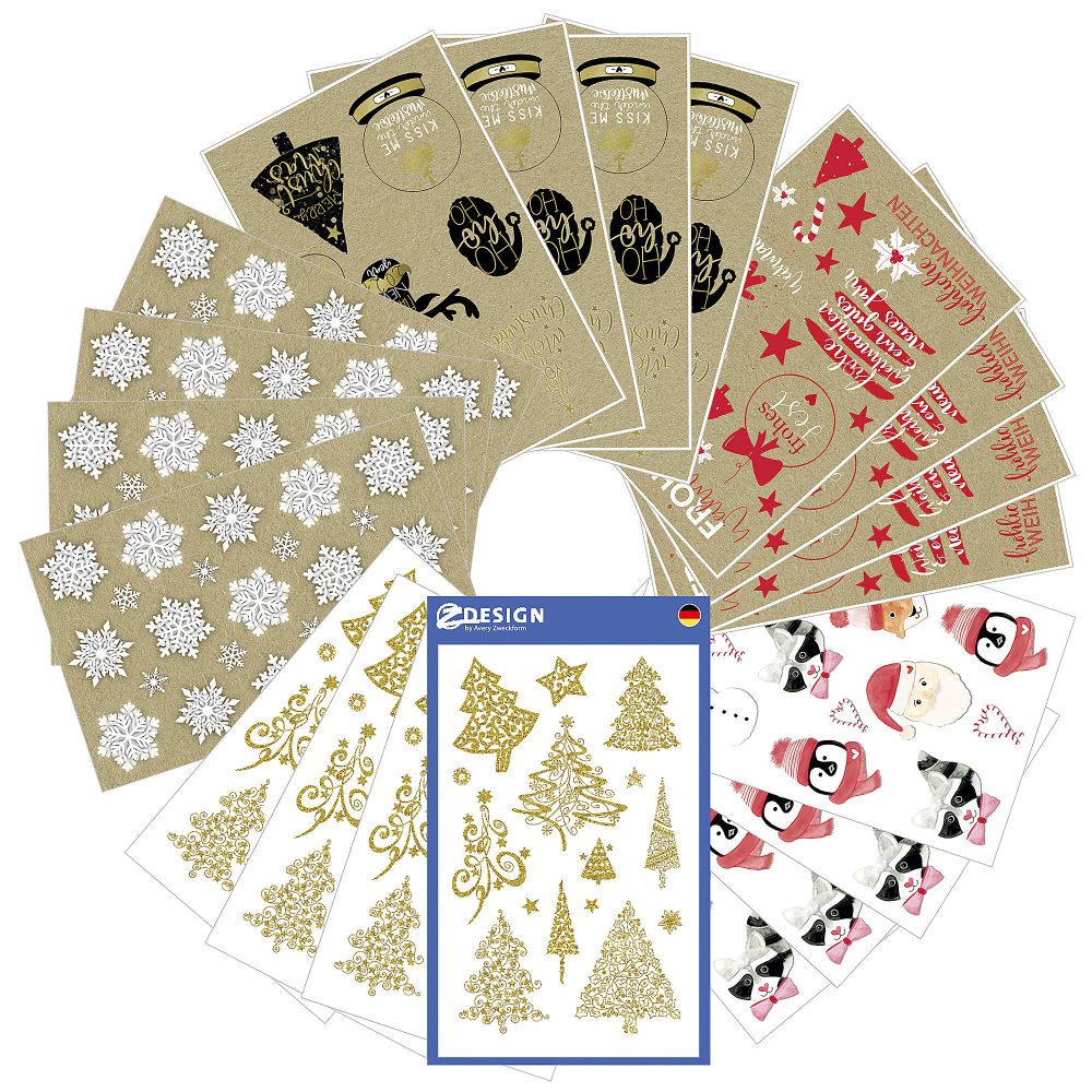 AVERY Zweckform Weihnachten Sticker Mehrfarbig 130 x 183 mm 216 Stück