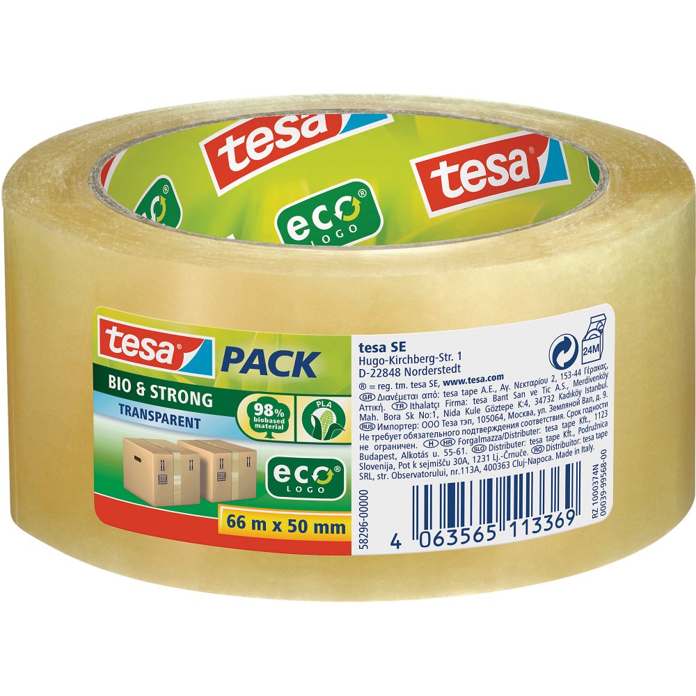 tesa Verpackungsklebeband tesapack Bio & Strong Transparent 50 mm (B) x 66 m (L) PLA (Polylactid)