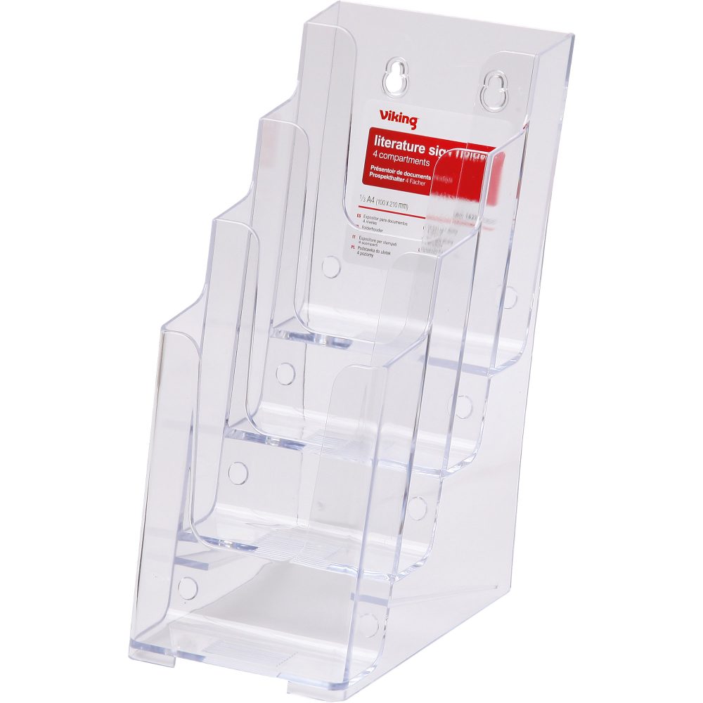 Office Depot Portrait Literaturdisplay 1/3 A4 Kunststoff Klar 108 x 254 x 254mm