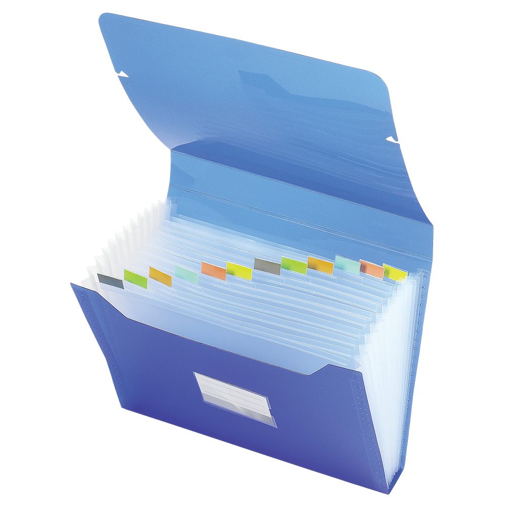 Office Depot Fächermappe DIN A4 Blau Polypropylen 13 Fächer mit Taben 33 x 24 cm