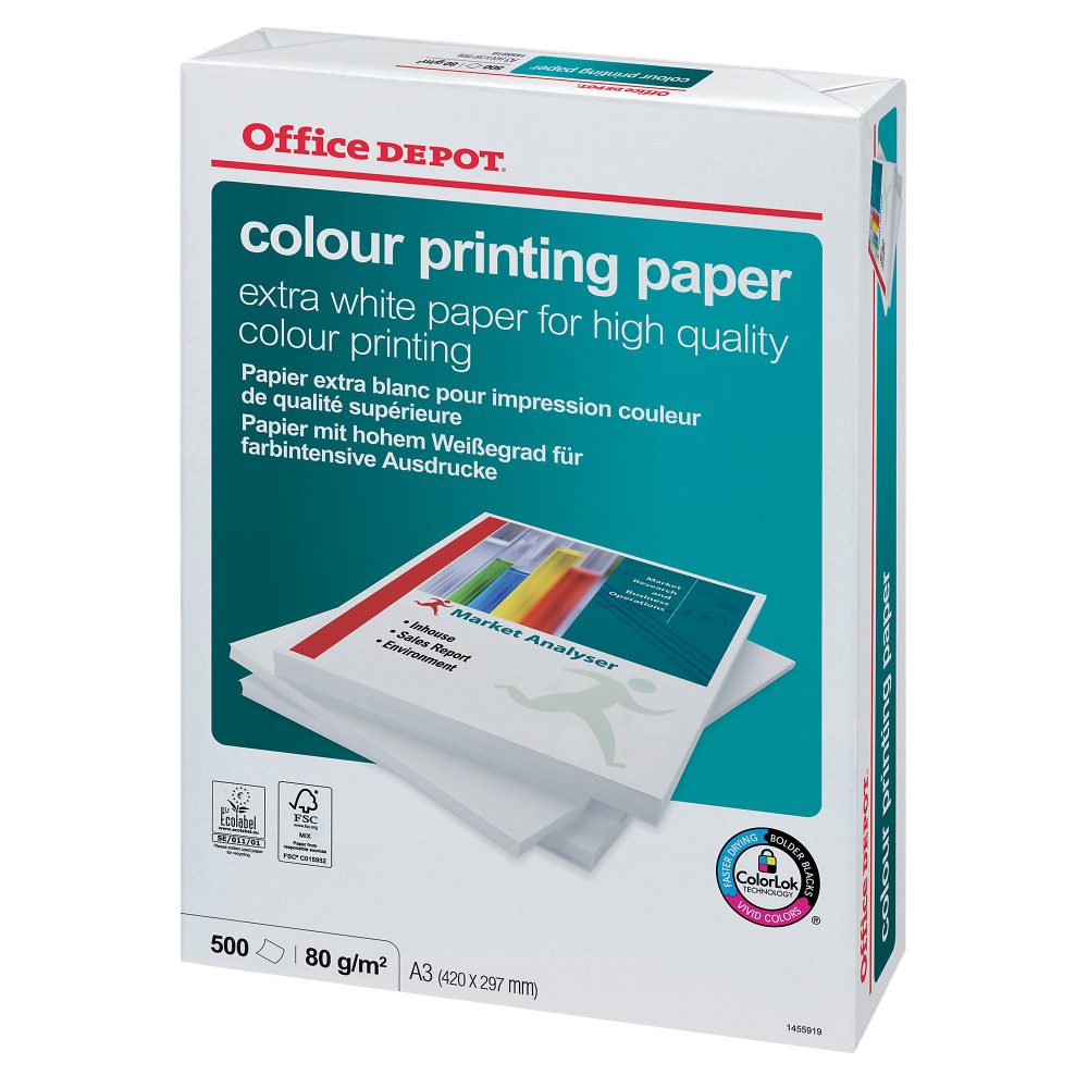 Office Depot DIN A3 Druckerpapier 80 g/m² Glatt Weiß 500 Blatt