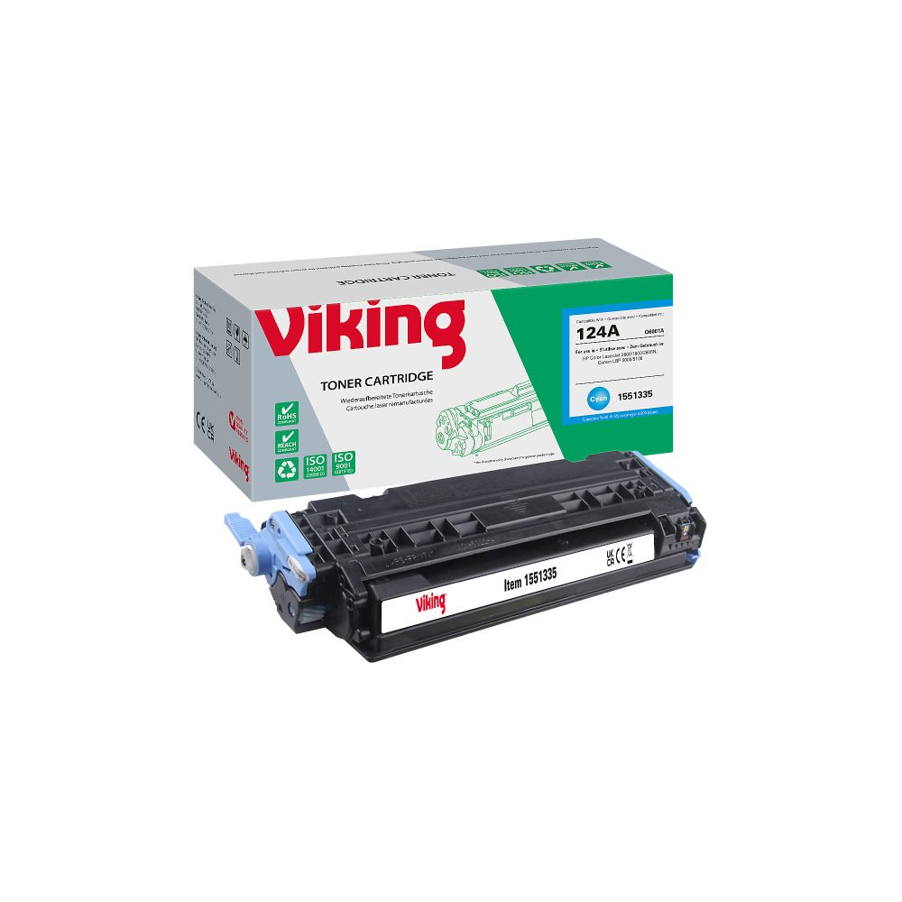 Viking 124A Kompatibel HP Tonerkartusche Q6001A Cyan