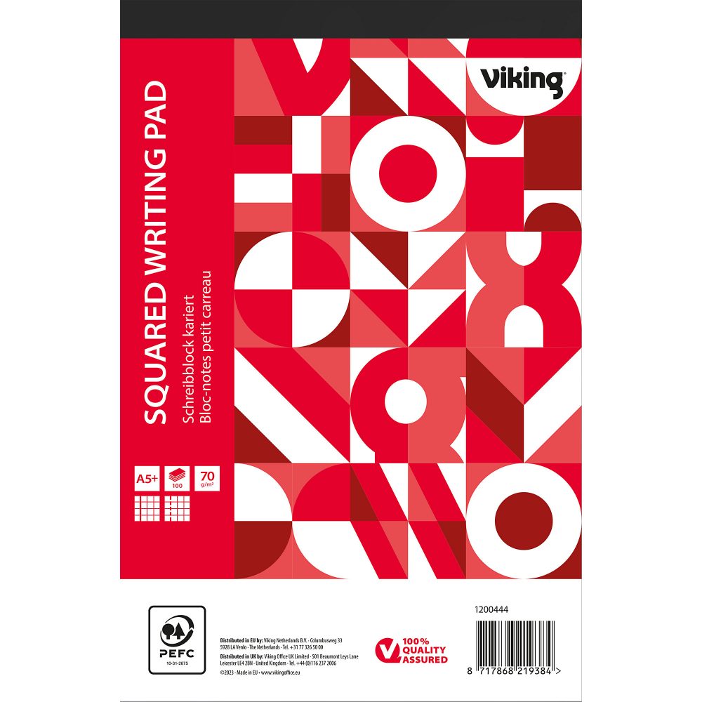 Office Depot A5+ Oben gebunden Weiss Papierumschlag Notizblock Kariert 100 Blatt Packung à 5 Stück