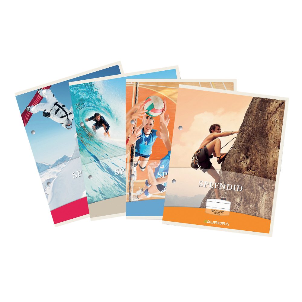 AURORA Splendid Notizbuch DIN A4 Kariert Geleimt Papier Farbig sortiert Perforiert 200 Seiten