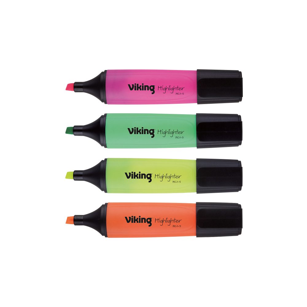 Niceday HC1-5 Textmarker Farbig Sortiert Breit Keilspitze 1 - 5 mm 4 Stück