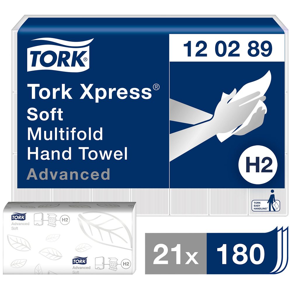 Tork Xpress Advanced Falthandtücher H2 M-falz Weiss 2-lagig 120289 21 Stück à 180 Blatt
