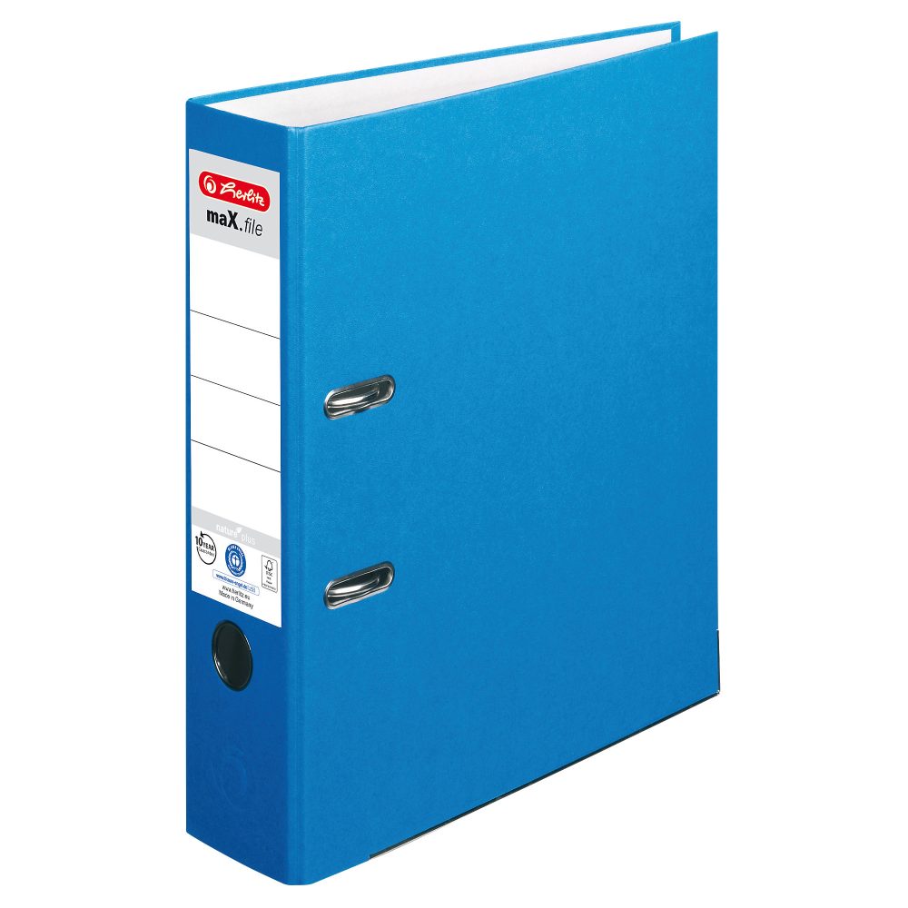 herlitz maX.file Ordner DIN A4 80 mm Blau 2 Ringe Pappkarton Texturiert Hochformat