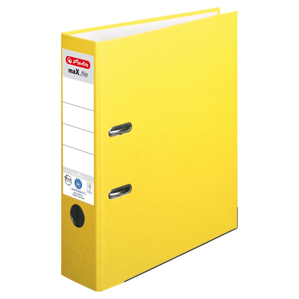herlitz maX.file Ordner DIN A4 80 mm Gelb 2 Ringe Pappkarton Texturiert Hochformat