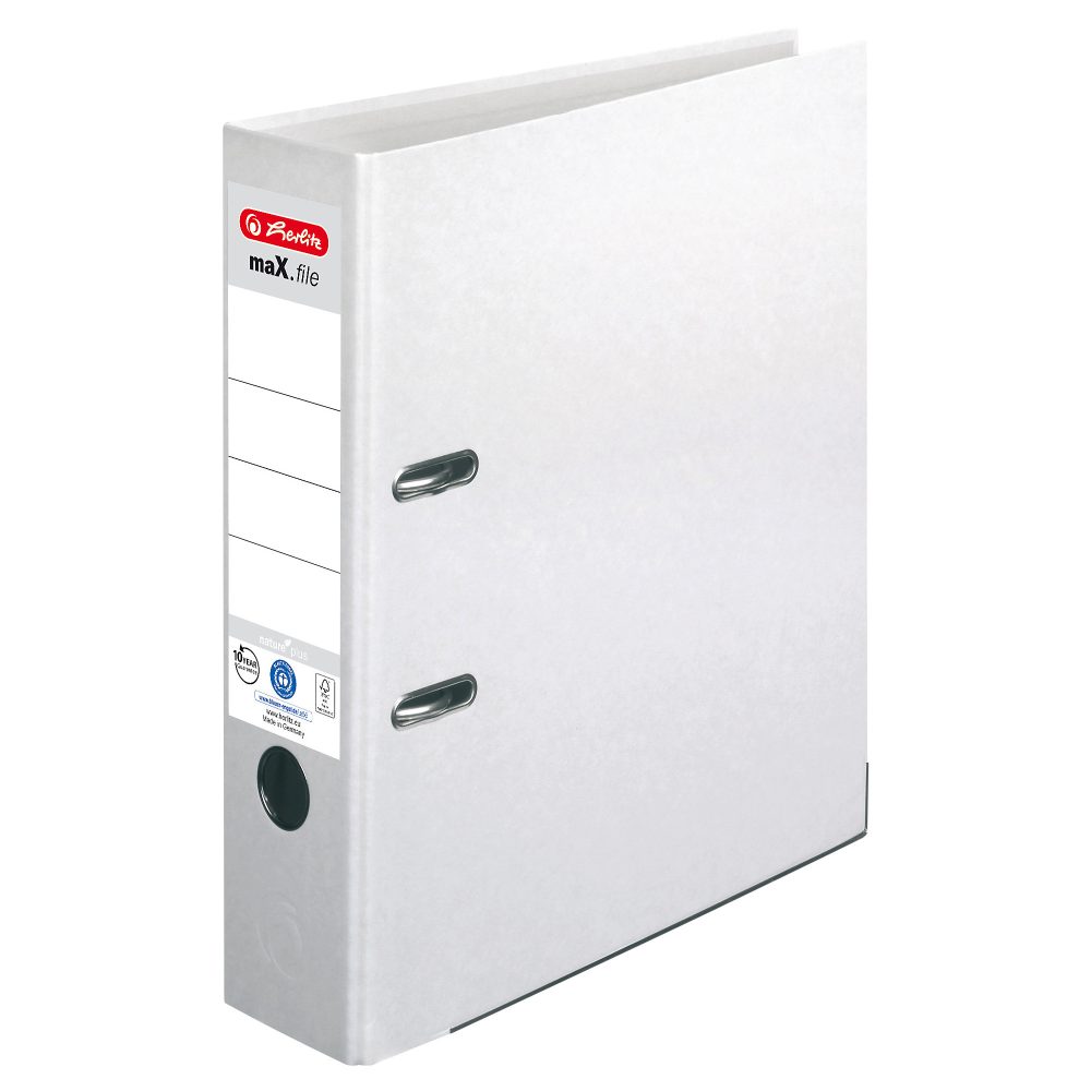herlitz maX.file Ordner DIN A4 80 mm Weiß 2 Ringe Pappkarton Texturiert Hochformat