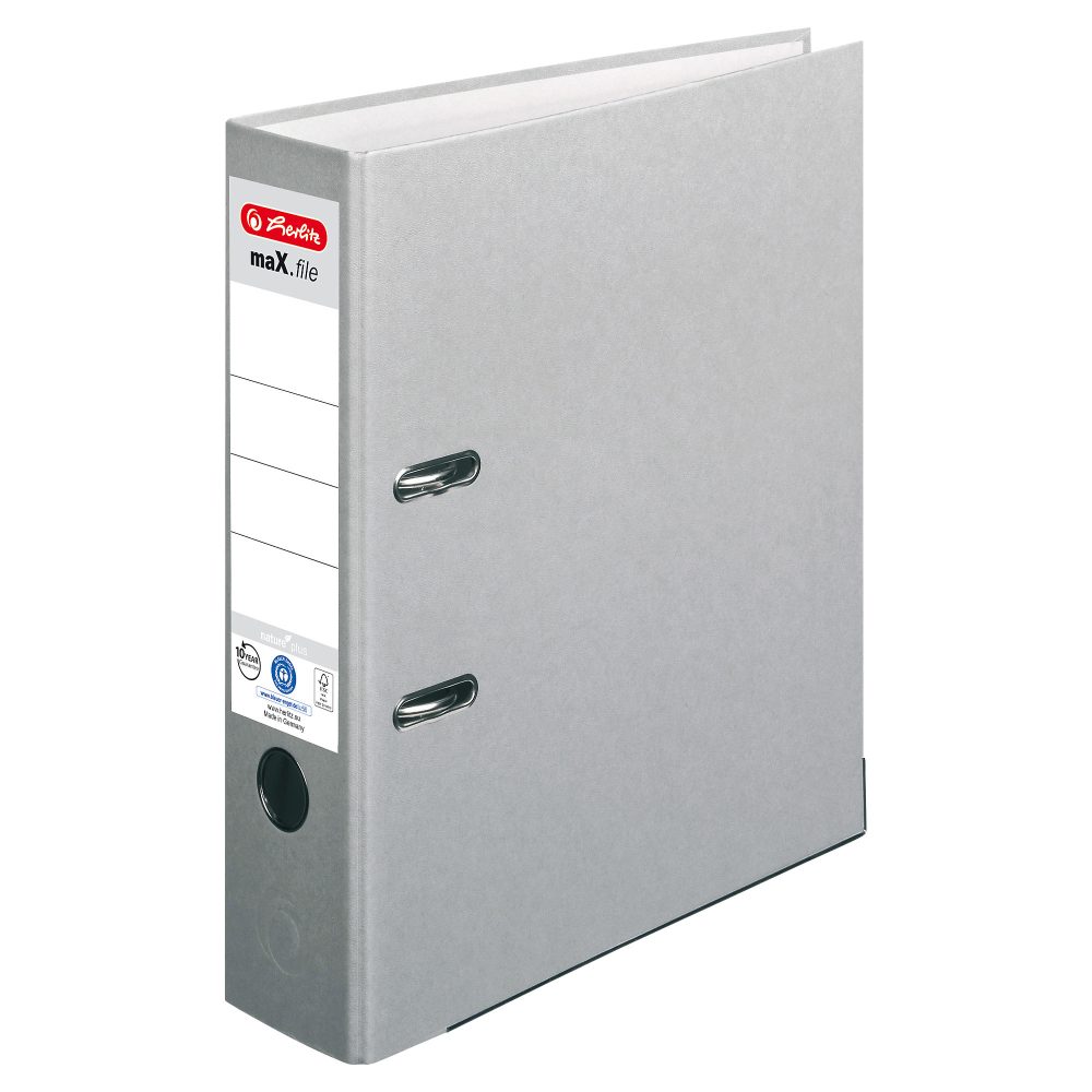 herlitz maX.file Ordner DIN A4 80 mm Grau 2 Ringe Pappkarton Texturiert Hochformat