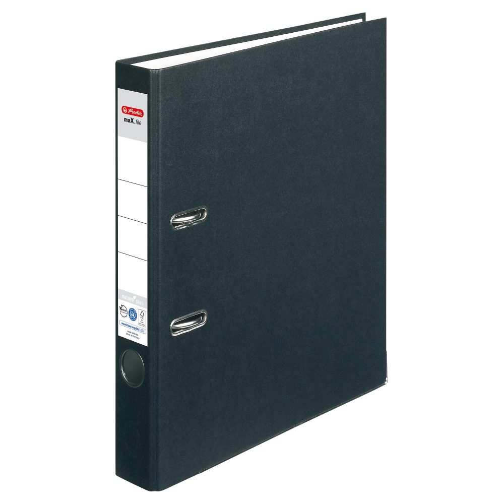 herlitz maX.file Ordner DIN A4 50 mm Schwarz 2 Ringe Pappkarton Texturiert Hochformat