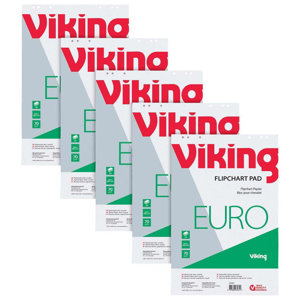 Office Depot Flipchart-Papier Euro Recycelt 70 g/m² Blanko 5 Stück à 20 Blatt