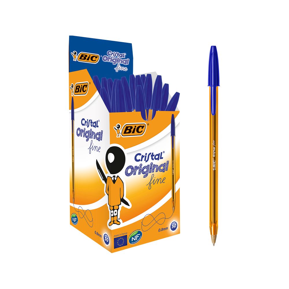 BIC Cristal Original Fine Kugelschreiber Blau Fein 0.3 mm 50 Stück