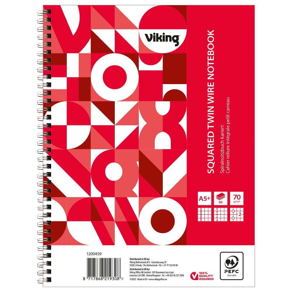 Office Depot Notebook DIN A5+ Kariert Spiralbindung Papier Softcover Weiß Perforiert 160 Seiten 5 Stück à 80 Blatt