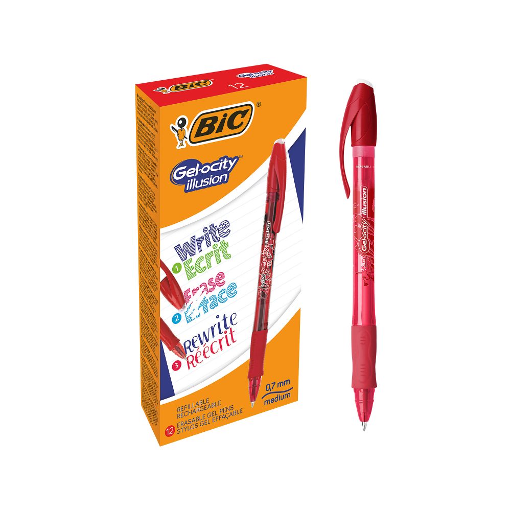 BIC Gel-ocity Illusion Gel-Tintenroller 0.4 mm Rot 12 Stück