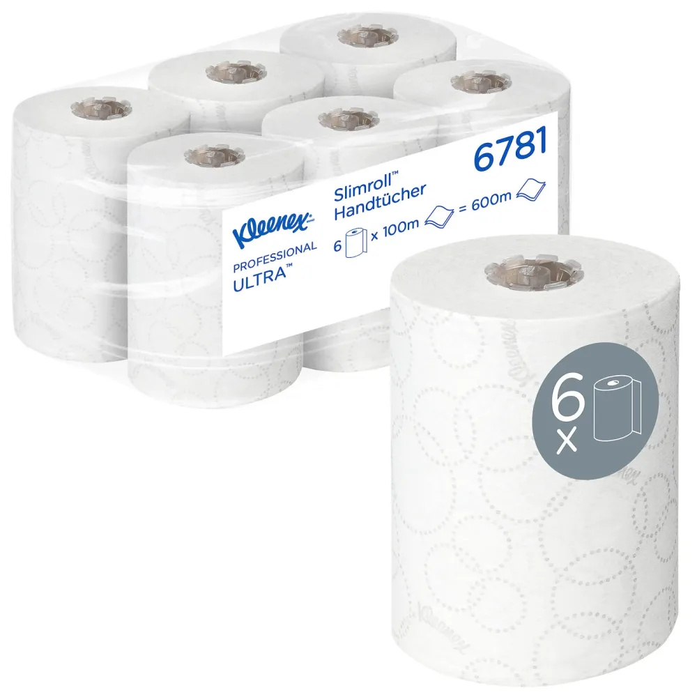 Kleenex Ultra Slimroll Falthandtücher Gerollt Weiss 2-lagig 6781 6 Rollen à 100 m