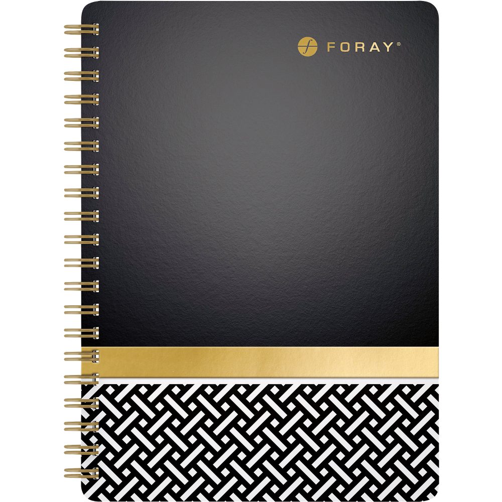 Foray Elements Notebook DIN A5 Kariert Spiralbindung Folierte Pappe Gelb, Schwarz Perforiert 160 Seiten 80 Blatt