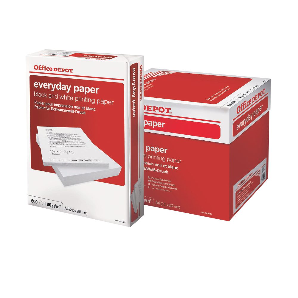 Office Depot Everyday DIN A4 Druckerpapier 80 g/m² Glatt Weiß 5 Pack à 500 Blatt