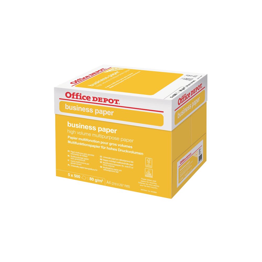 Office Depot Business DIN A4 Druckerpapier 80 g/m² Glatt Weiß 5 Pack à 500 Blatt