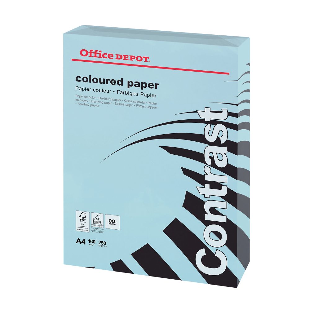 Office Depot Farbiges Kopier-/ Druckerpapier DIN A4 160 g/m² Pastellblau 250 Blatt