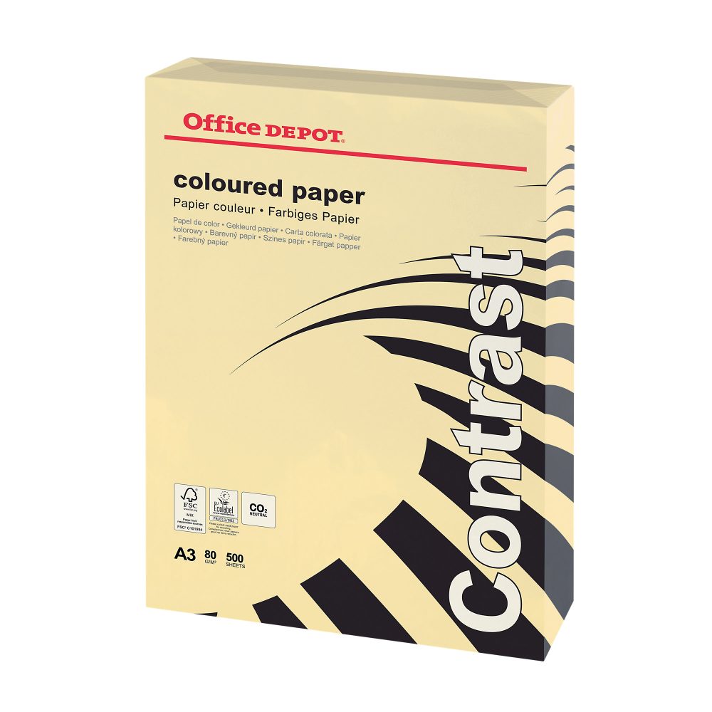 Office Depot Farbiges Kopier-/ Druckerpapier DIN A3 80 g/m² Creme 500 Blatt