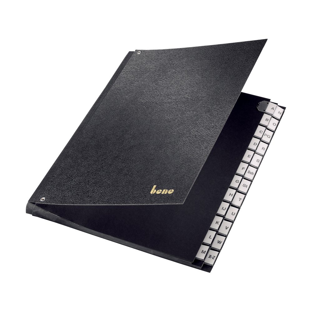 Bene Pultordner 75100 DIN A4 Schwarz Hartpappe A - Z 27,2 x 35,5 cm
