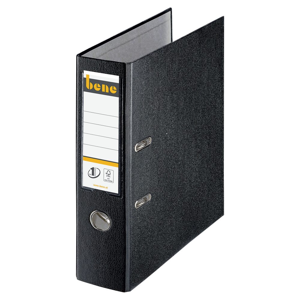 Bene No.1 Power Ordner A4 80 mm Schwarz 2 Ringe 291400 PP (Polypropylen) Glatt Hochformat