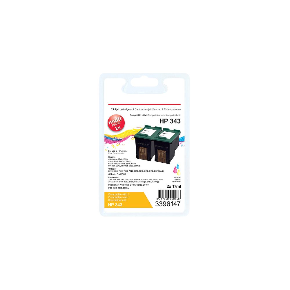 Office Depot 343 Kompatibel HP Tintenpatrone CB332EE 3 Farbig Duopack 2 Stück