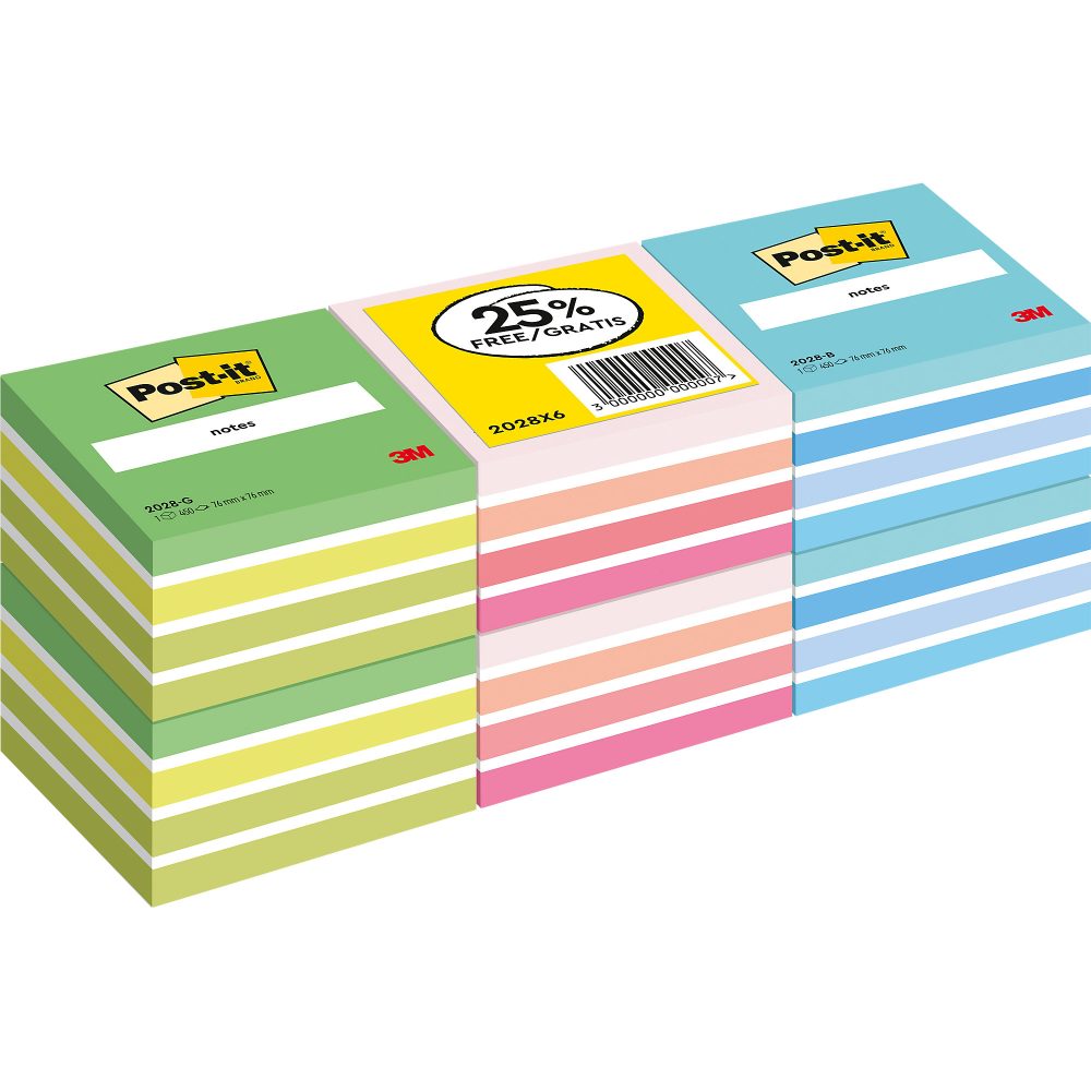 Post-it Haftnotizenwürfel 76 x 76 mm Farbig sortiert Vorteilspack 6 Blöcke à 450 Blatt