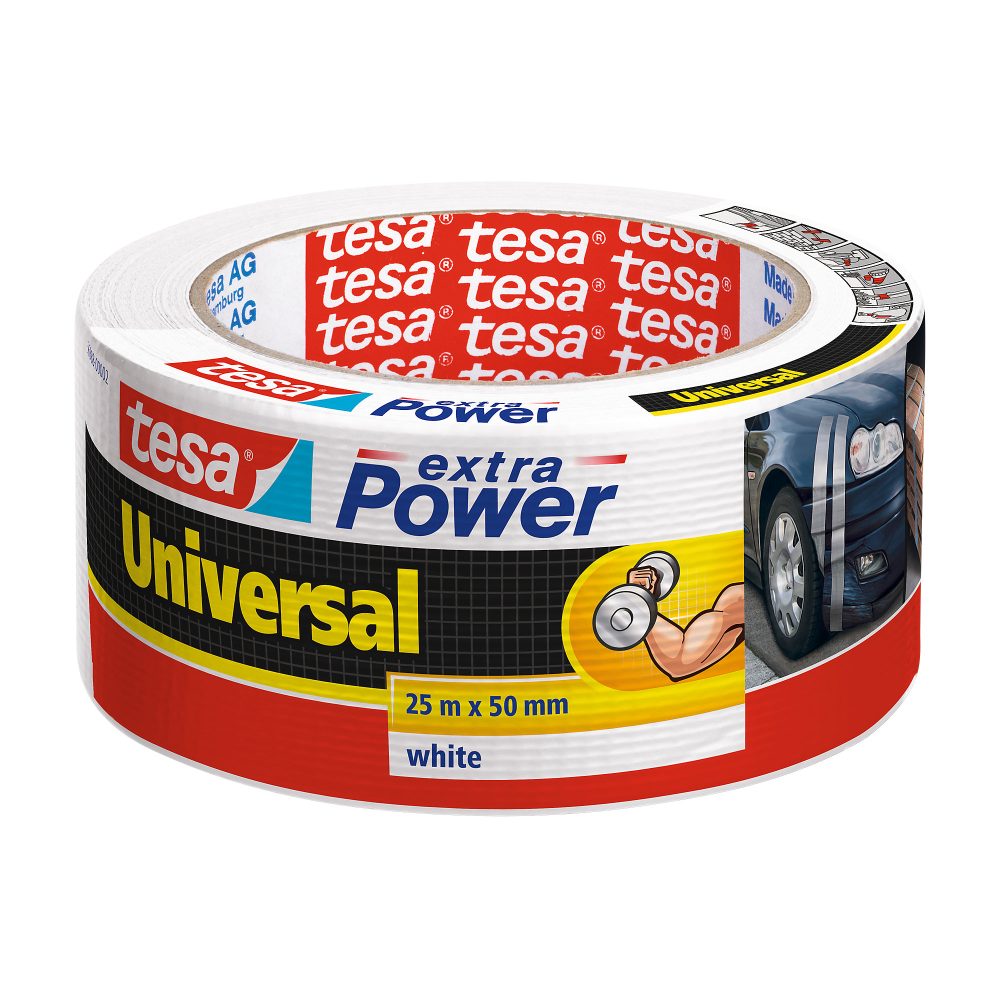 tesa Kraftklebeband extra Power Universal Weiss 50 mm (B) x 25 m (L) Kraftklebeband