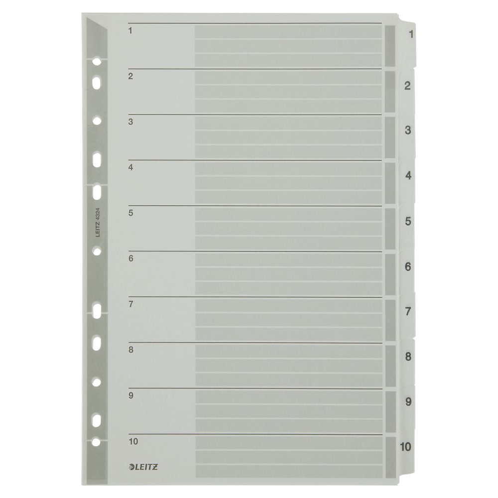 Leitz Register 4324 DIN A4 Weiß 10-teilig Perforiert Karton 1 bis 10